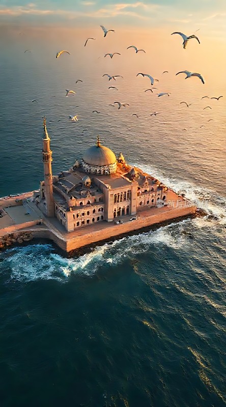 金色清真寺与海鸥共舞