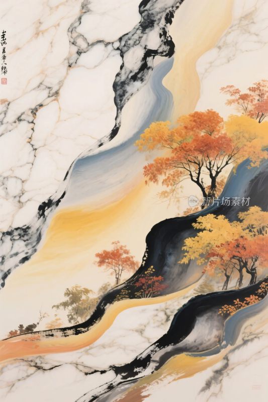 传统山水风景插画