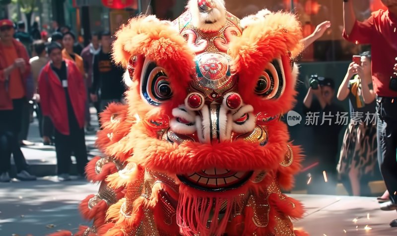 舞狮喜庆新年春节欢乐传统习俗节目