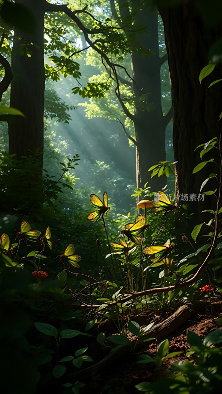 阳光下的森林秘境