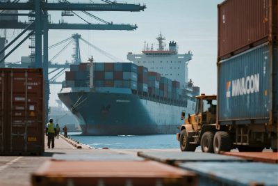 港口的集装箱货轮与作业场景 港口的集装箱货轮与作业场景