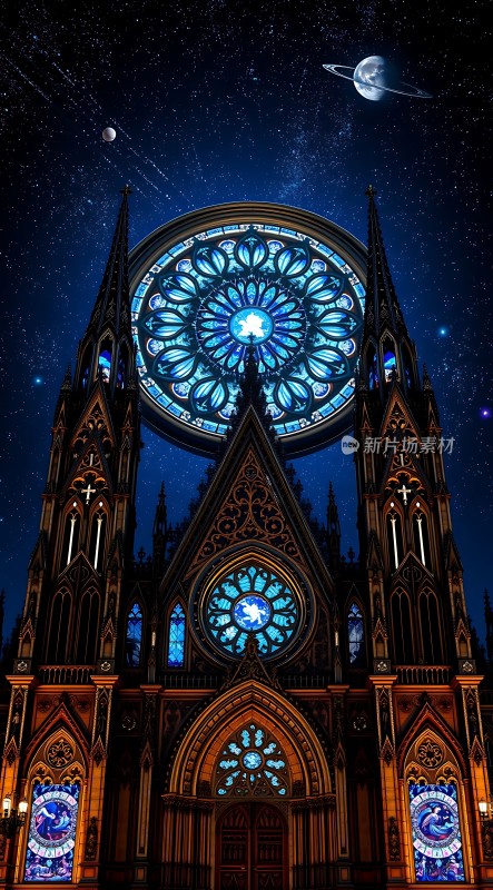 星空下的神秘教堂