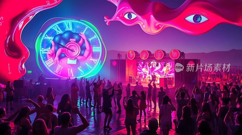 霓虹灯光下的狂欢派对