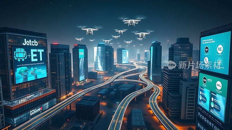 未来之城智能交通与无人机共存