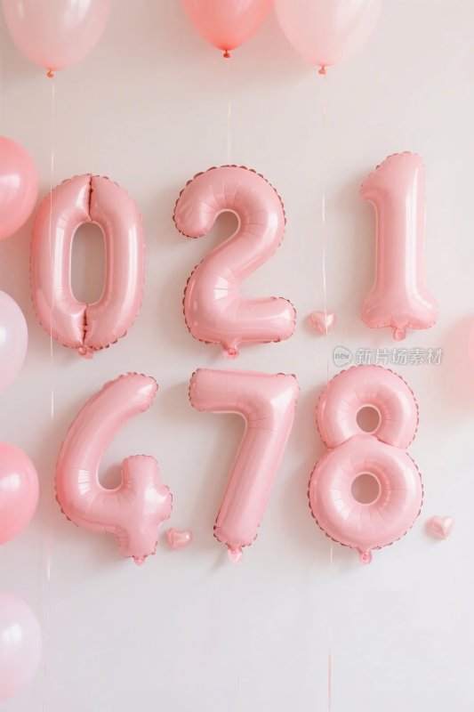 粉色数字气球装饰
