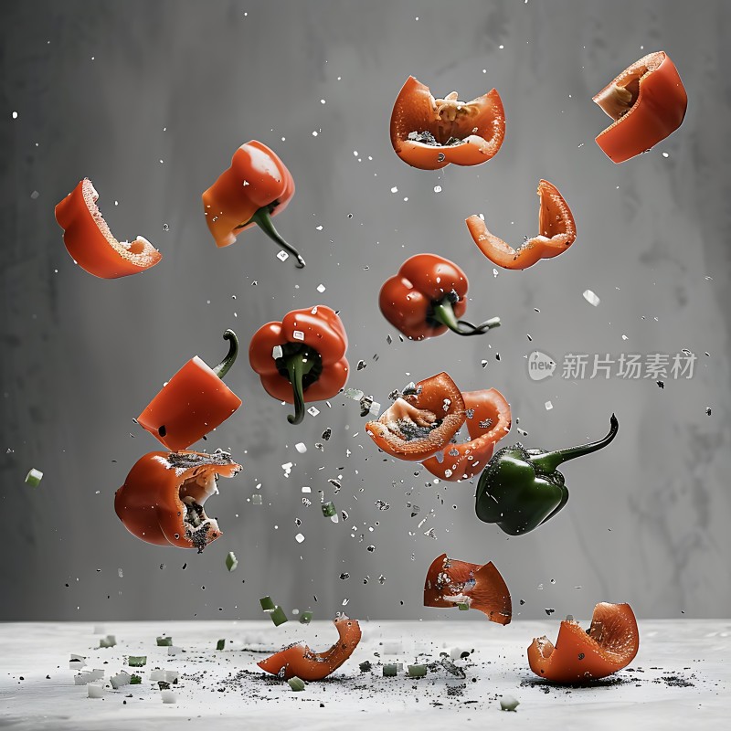 飞舞的红绿甜椒