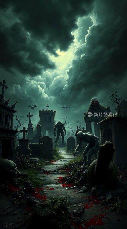 黑暗墓地僵尸与幽灵的恐怖之夜