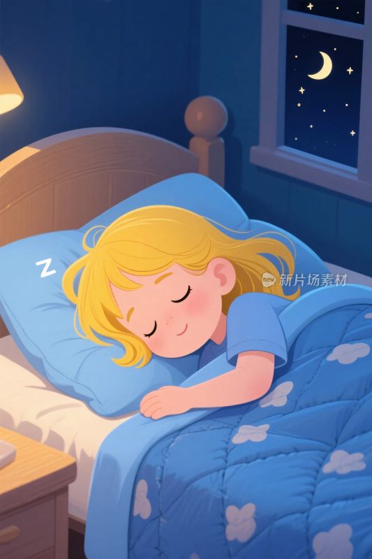 女孩睡觉插画