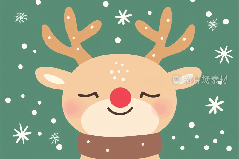 可爱卡通驯鹿插画