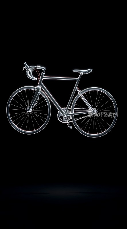 银色自行车在黑色背景中闪耀