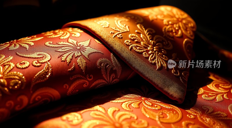 金色花纹织物展示