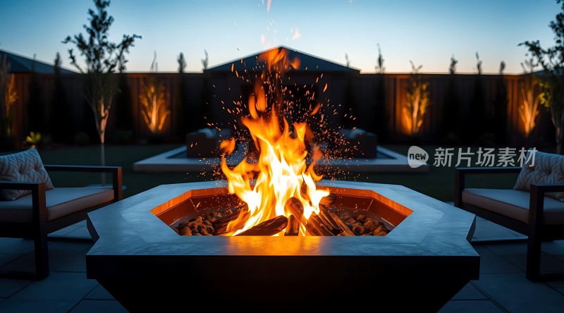 户外火坑休闲时光