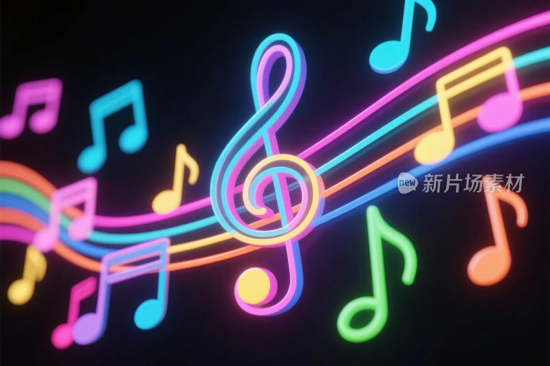 多彩霓虹音乐音符图案