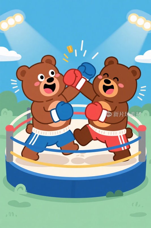 卡通小熊拳击对战
