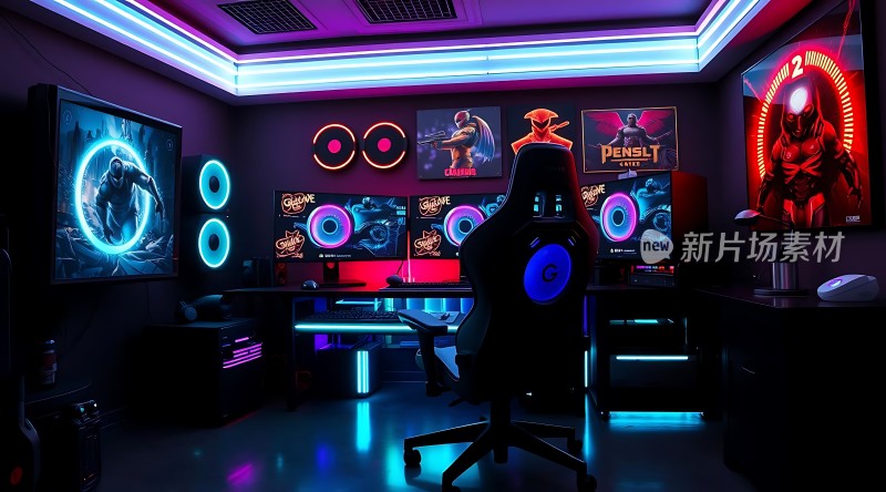 电竞圣地未来科技感十足的游戏房间