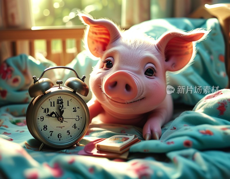 晨光中醒来的小猪