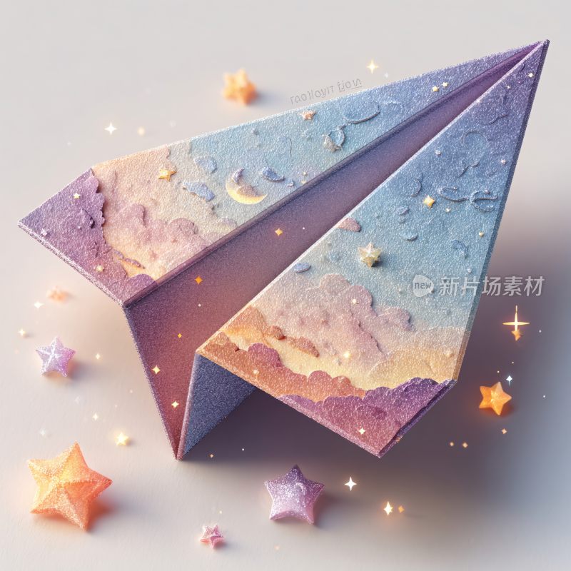 梦幻星空纸飞机插画