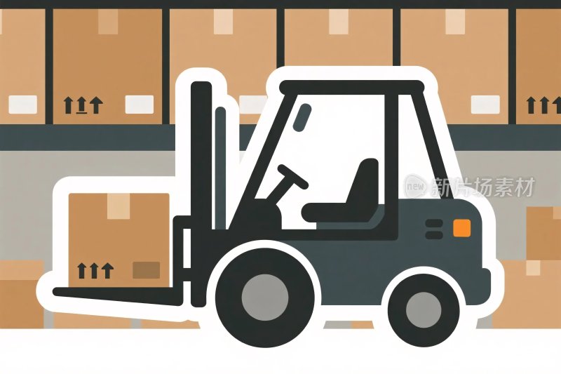仓库叉车搬运插画