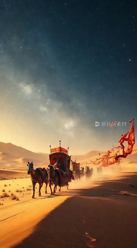 沙漠驼队夜行