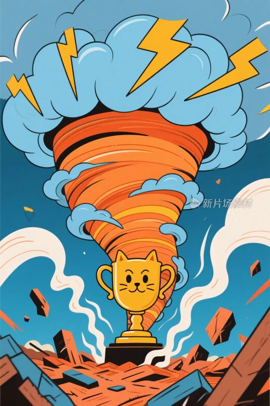 卡通龙卷风奖杯插画
