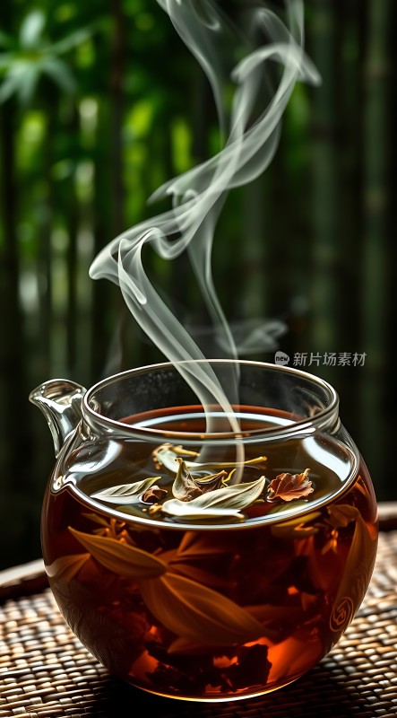 热气腾腾的红茶壶