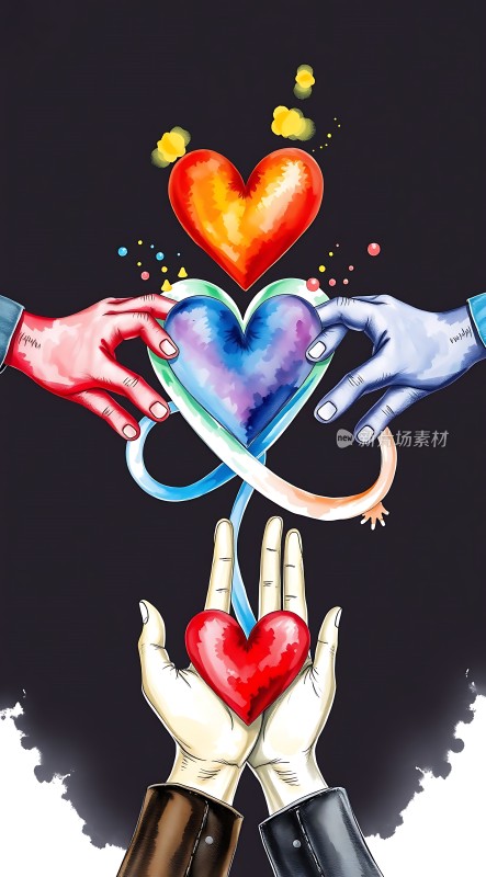 四手捧心传递爱与希望