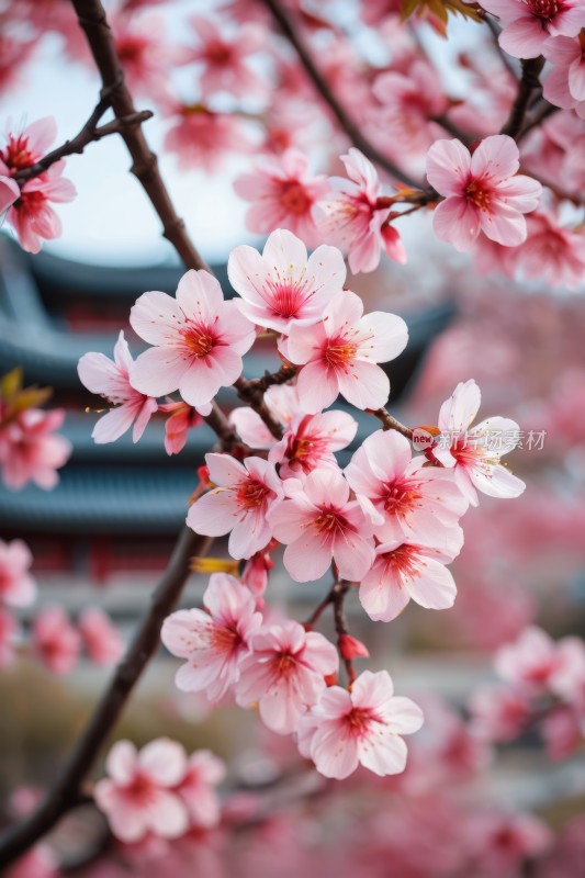 树上一朵粉红色的花特写高清风景图片