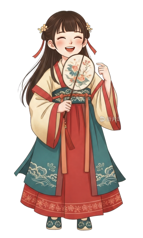 微笑的汉服少女插画元素