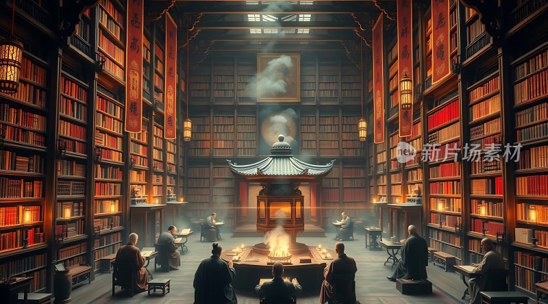 古代书房里的学者们