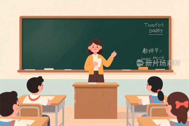 教室教学场景插画