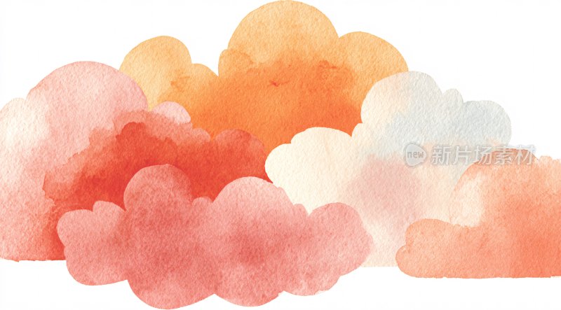 水彩风格彩色云朵插画