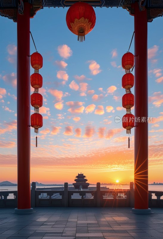 北海鼓楼日出美景