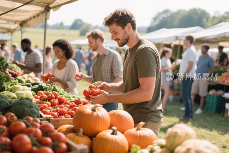 农贸市场蔬果买卖场景