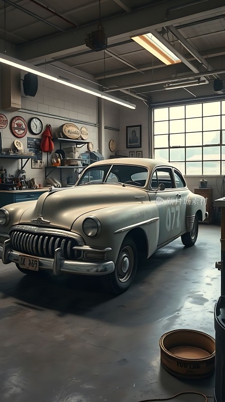 复古车库里的经典老车