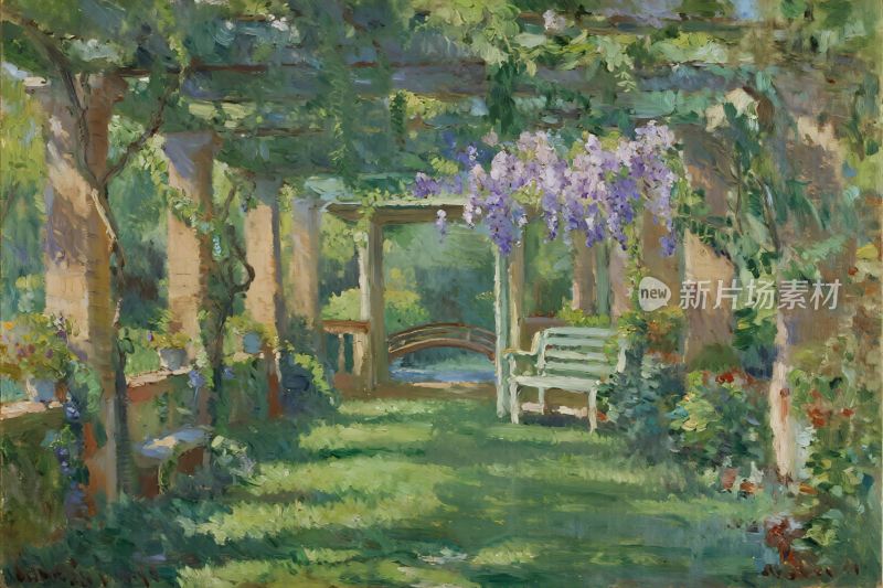 花园凉亭风景画