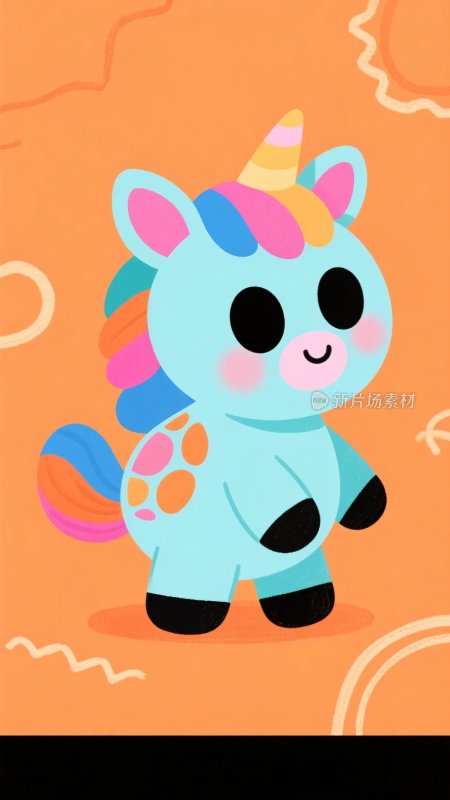 可爱卡通独角兽插画