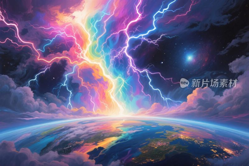 梦幻闪电风暴地球场景