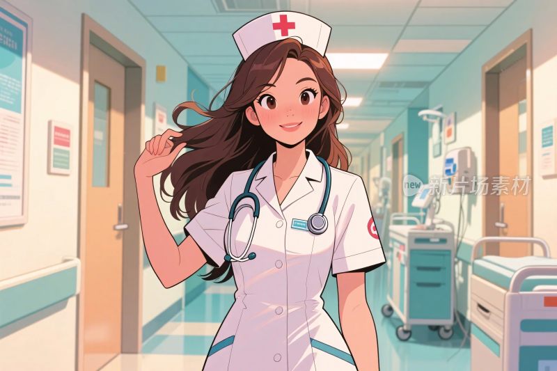 护士医院走廊插画