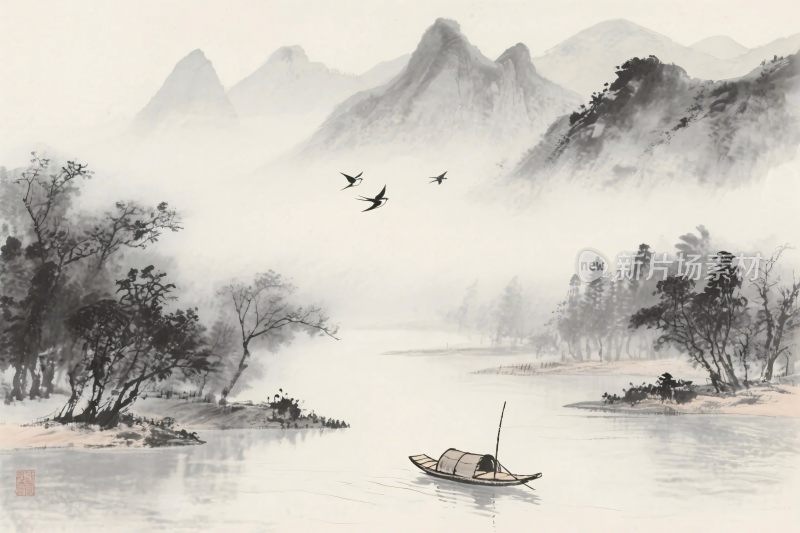 水墨山水风景图