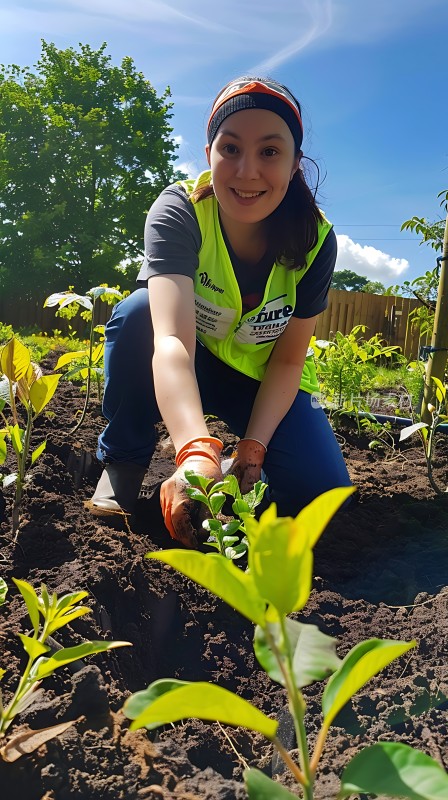 阳光下的绿色梦想未来种树者