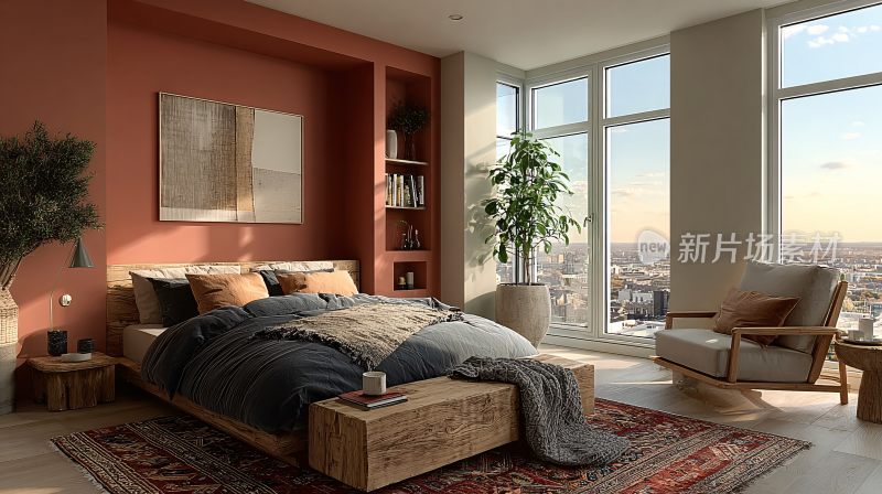 现代风格温馨卧室室内场景