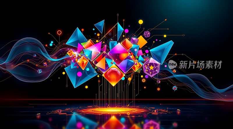 新片场素材炫彩几何世界
