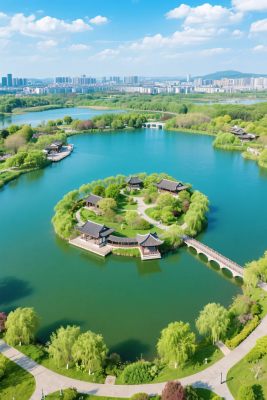 城市湖中古建风光 城市湖中古建风光