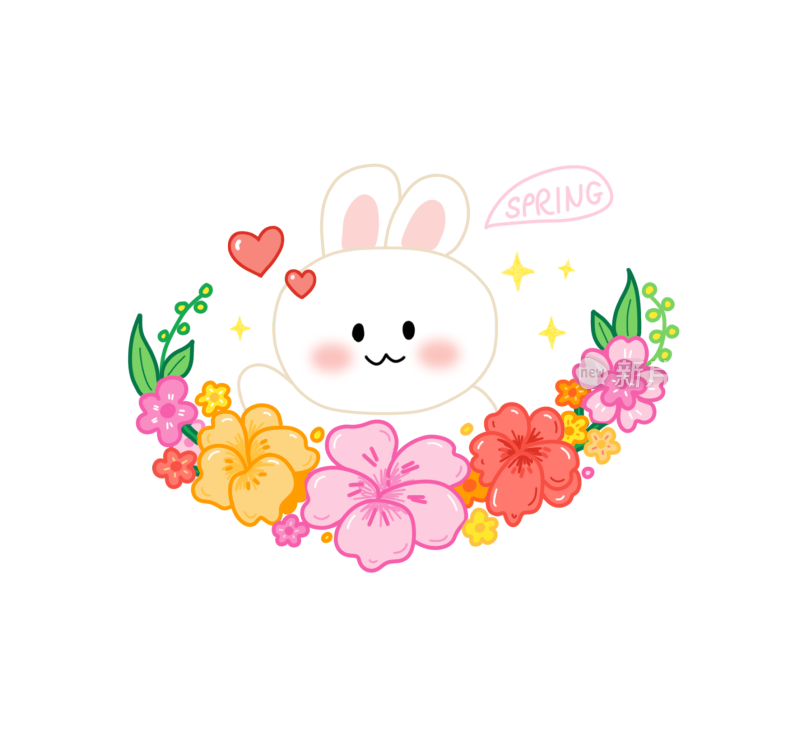 花朵可爱的兔子插画