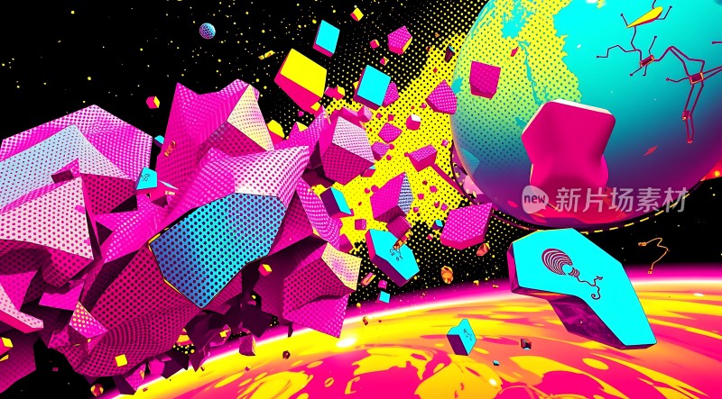 新片场素材炫彩几何世界