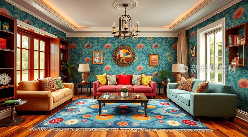 色彩斑斓客厅温馨舒适生活空间