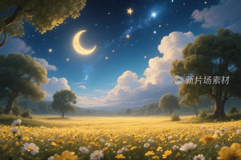 梦幻田园夜空风景