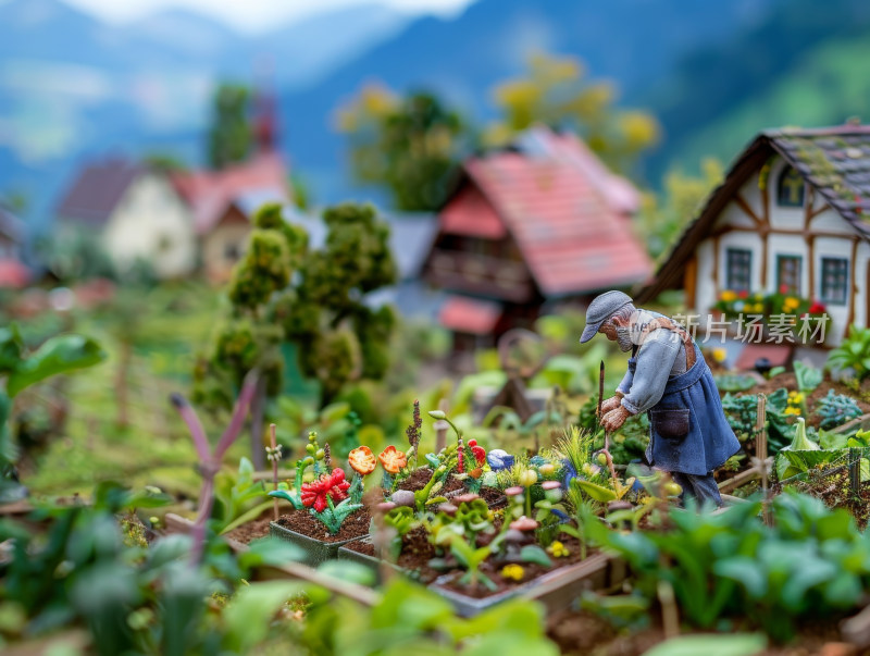 田园小屋里的花卉种植者3D