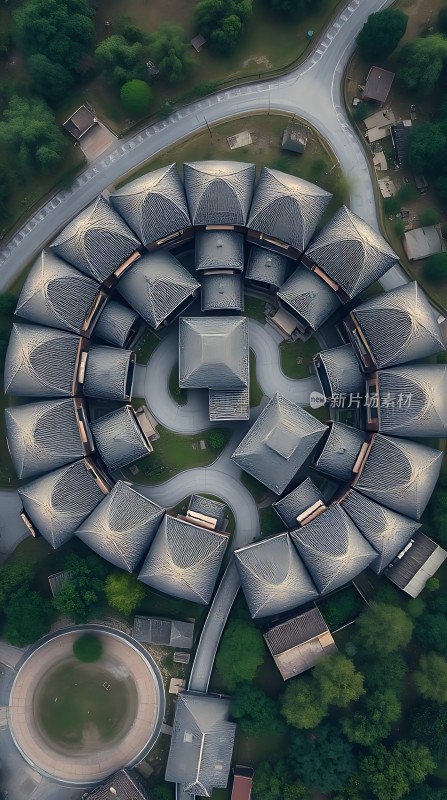 现代建筑群鸟瞰图