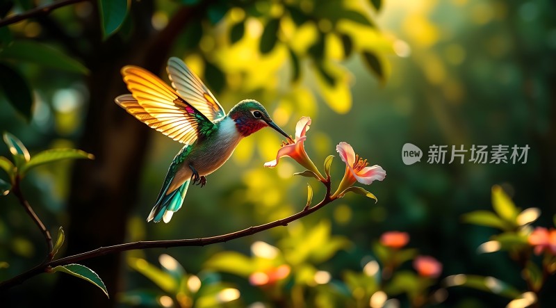 蜂鸟轻舞花间